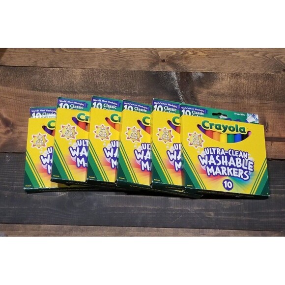 Crayola Ultra Clean Washable Classic Broad Line Color Markers Lot of 6 - Picture 1 of 3